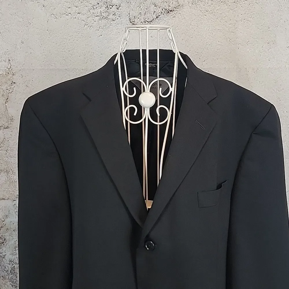 Claiborne Single Breasted Black Men's Suit Blazer Size 48L